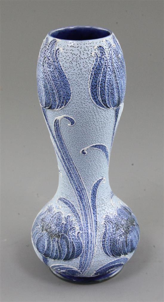 A Moorcroft MacIntyre Florian ware stipple ground double gourd shaped vase, c.1903, height 21cm